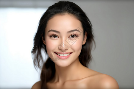 漂亮的亚洲女性展示皮肤状态图片