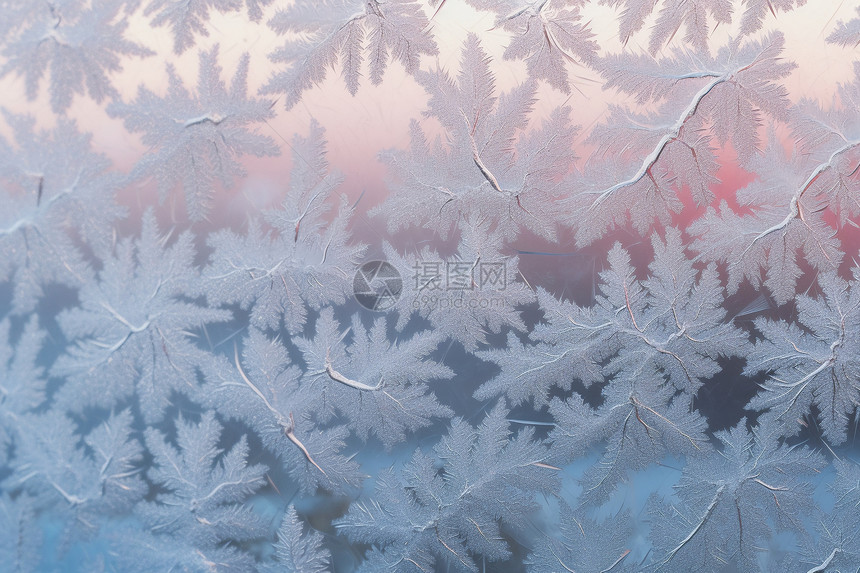 玻璃上的雪花纹理图片