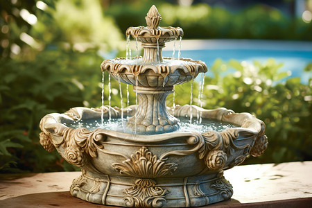 装饰性巴洛克风格的喷泉艺术背景