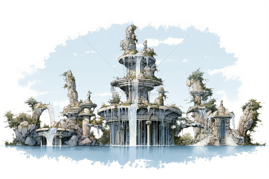 大型喷泉建筑图片