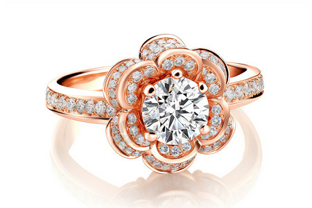 花瓣形状的钻石戒指背景图片