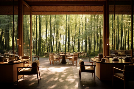 新中式茶馆的宁静环境图片