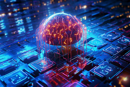 大脑芯片的复杂电路背景图片