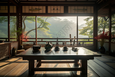 新中式茶馆的风采背景图片