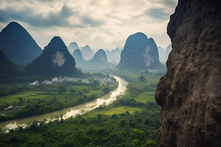 户外丛山风景线背景图片