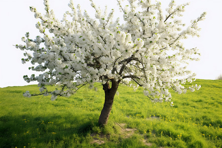 夏季绽放的樱桃树图片