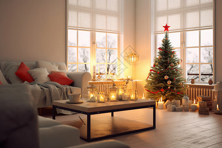 圣诞节的室内家居布置背景图片