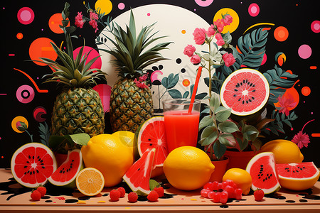 各种色彩鲜艳的的水果背景图片