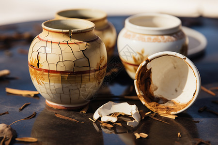 破碎的花瓶破碎的陶瓷背景