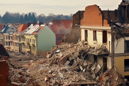 倒塌的建筑背景图片