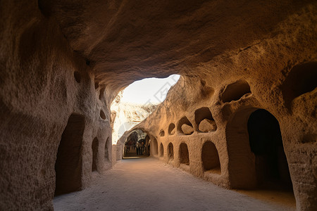 地牢古老的地下隧道背景