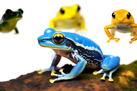 蓝色箭毒蛙水路两栖的动物插画