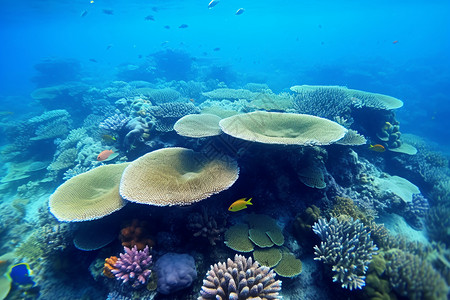 珊瑚礁上的海洋生物图片