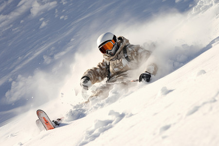 滑雪爱好者山间滑雪受伤的运动者背景