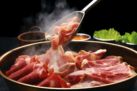 牛肉寿喜锅火锅涮牛肉背景