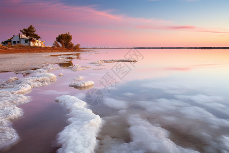粉色盐湖背景