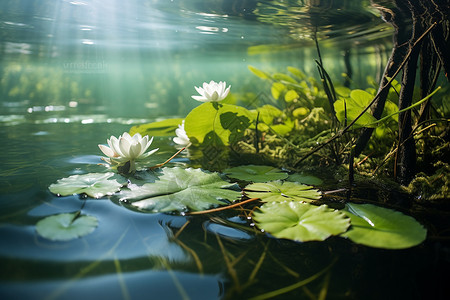 水上的浮萍背景图片