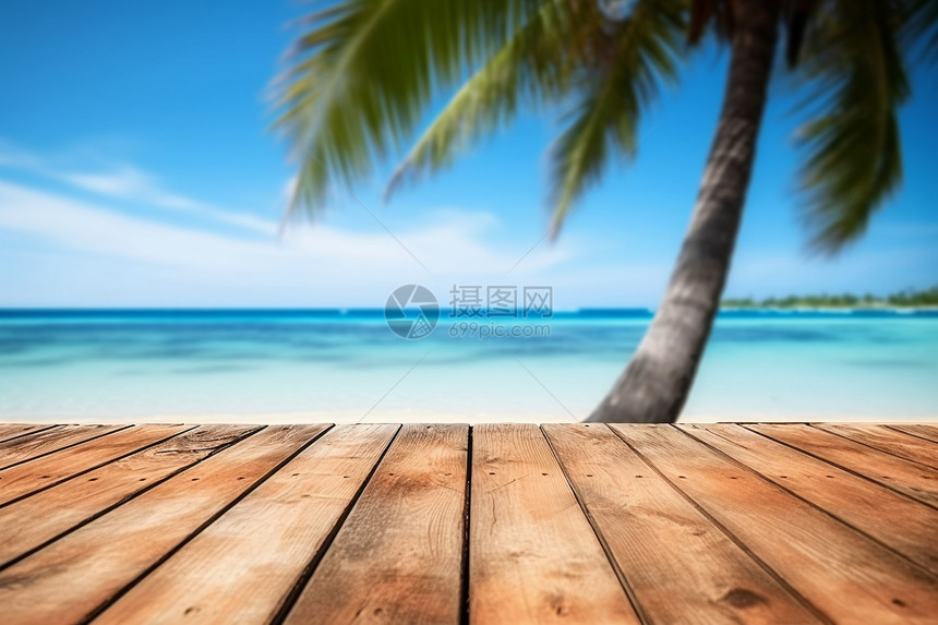 夏天岛屿木板创意背景图片