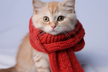 一条猫素材小猫戴着围巾背景