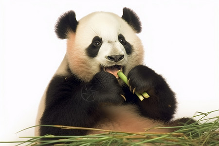 正在吃竹子的大熊猫背景图片
