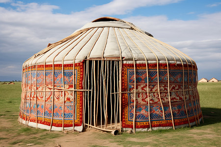户外草原上的蒙古包图片