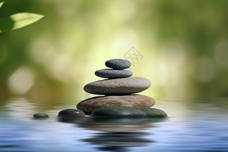 禅宗平衡石头的摆设图片