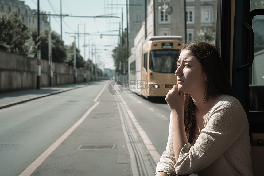 阳光下忧伤的女人图片