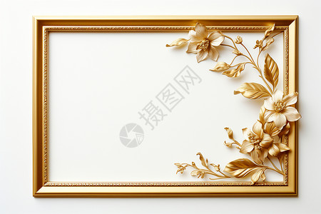 空白照片墙相框空白的金色相框背景设计图片