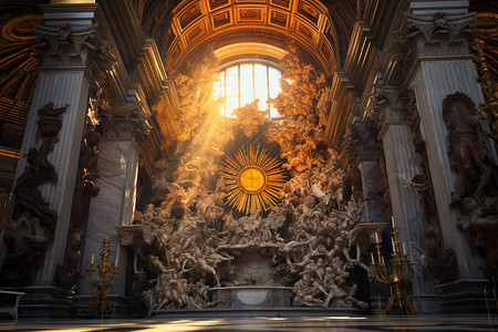罗马教堂里华丽的雕塑图片