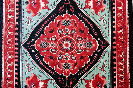 花型图案小地毯红色质地纺织品背景