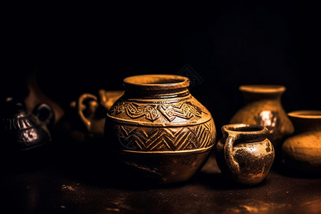 粗陶壶古代复古罐子背景