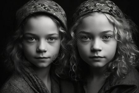 双胞胎的肖像照背景图片