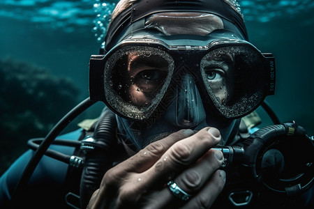 深海潜水的人员高清图片