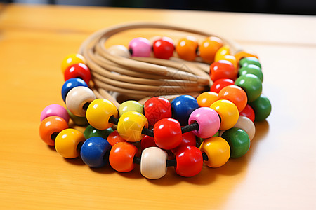 彩色的木珠手链背景图片