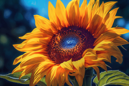 手绘向日葵的油画背景图片