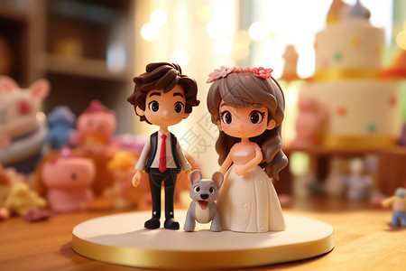 3D人物模型卡通婚礼3D模型背景