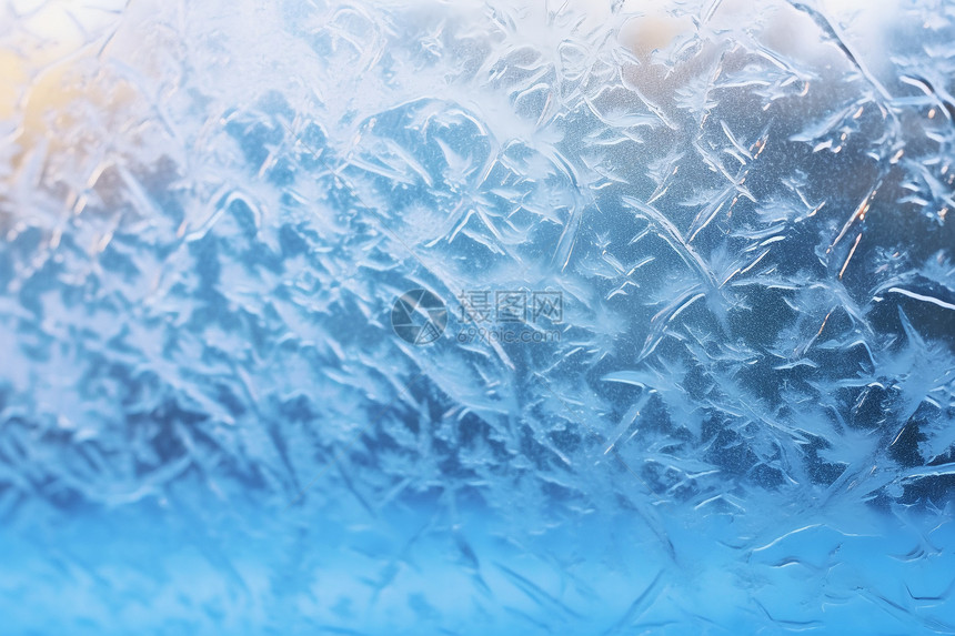 冬季窗台上冰冻的雪霜图片