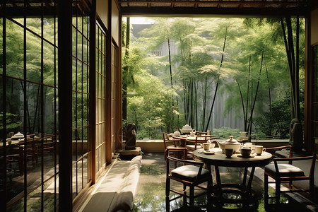新中式茶馆背景图片