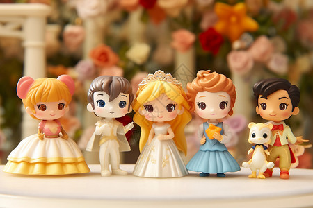 婚礼3d素材卡通人物模型背景