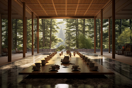 新中式茶馆的品茶文化背景图片