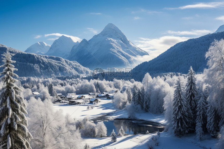 冬季的雪山森林图片