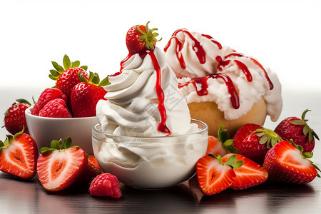 草莓奶油雪糕草莓冰淇淋背景