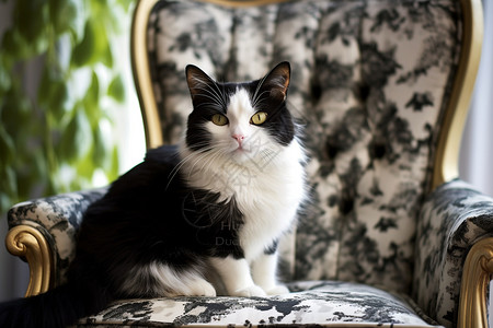 黑色沙发椅沙发椅上的宠物猫背景