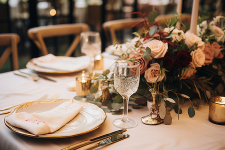 白色婚礼装饰餐桌布置背景