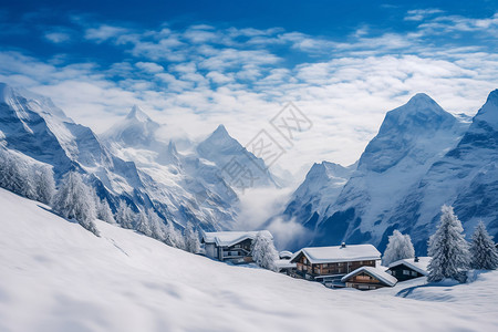 松峰山美丽的户外雪地背景