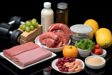 维生素蛋白质厨房里的健康食材背景