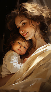 怀抱婴儿的母亲怀抱婴儿的女人插画
