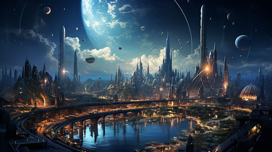 未来科幻城市背景图片