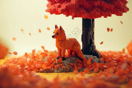 亮橙色的小狐狸活泼的狐狸玩具背景