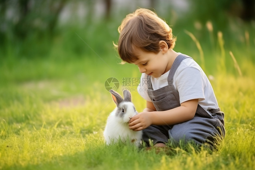 兔子和男孩图片